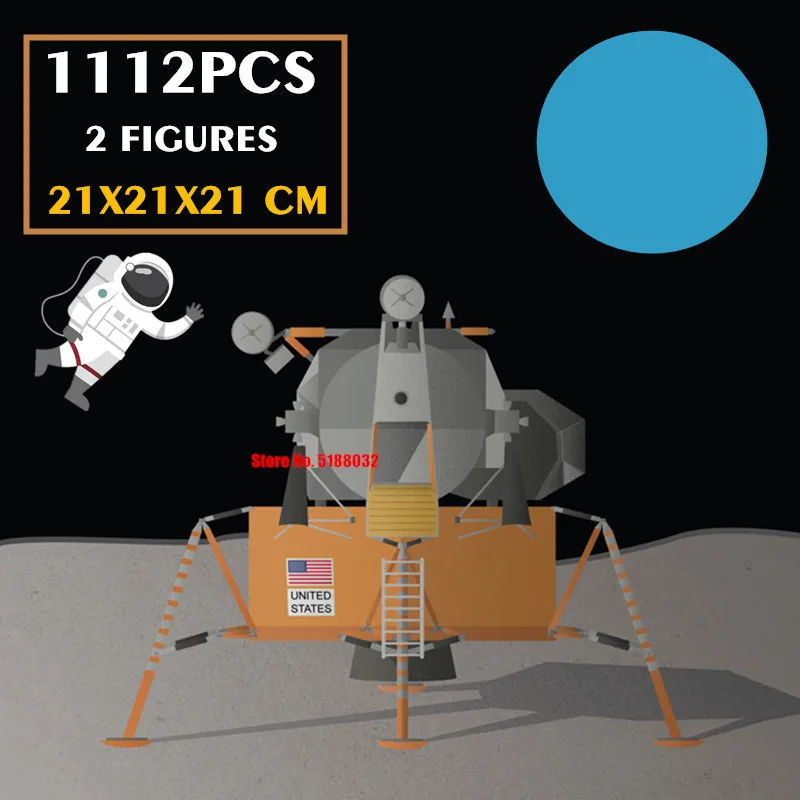 

1112 шт. США Apollo Международная космическая станция 11 лунный модуль Lander 10266 технические строительные блоки кирпичи детский подарок игрушка