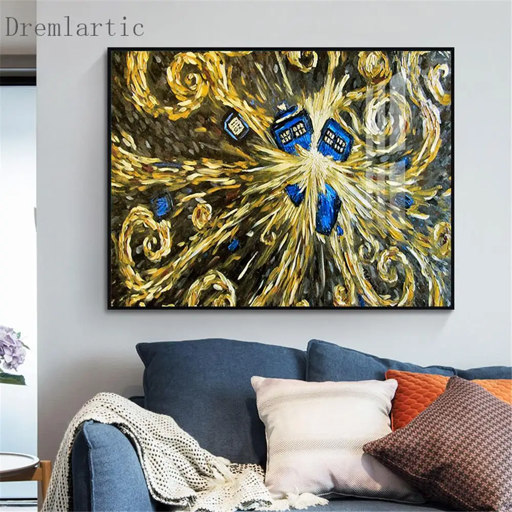 

Doctor Who Van Gogh@a Canvas Poster Silk Fabric Modern Style Prints Party House Decor Room#20-1005-22