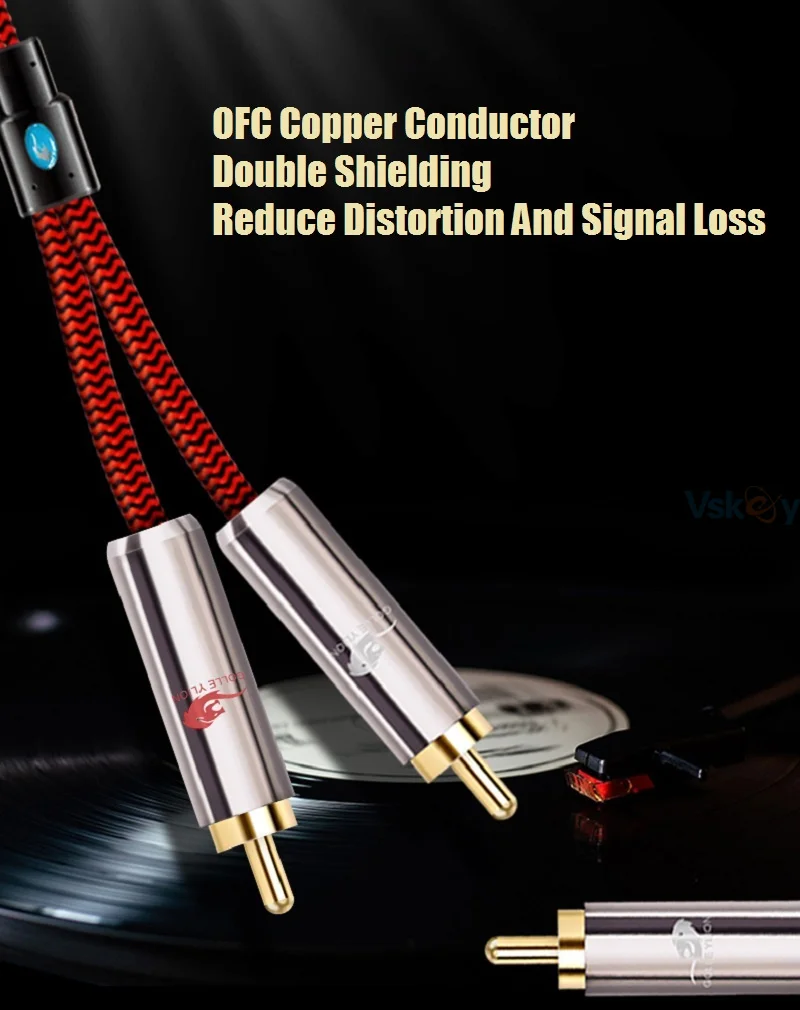 1 RCA к двойному штекеру аудиокабель для усилителя динамика DVD ТВ сабвуфера