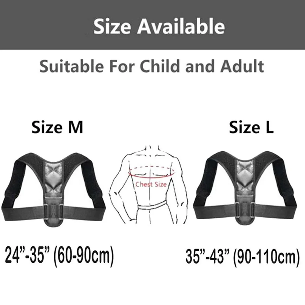 Unisex Posture Brace Correction Strap Adjustable Clavicle Support Back Straightener Pain Relief Neck Back Brace Support Belt