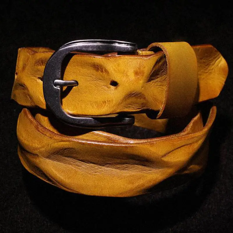 Новый Ретро мужской ремень ручной работы растительного дубления из воловьей