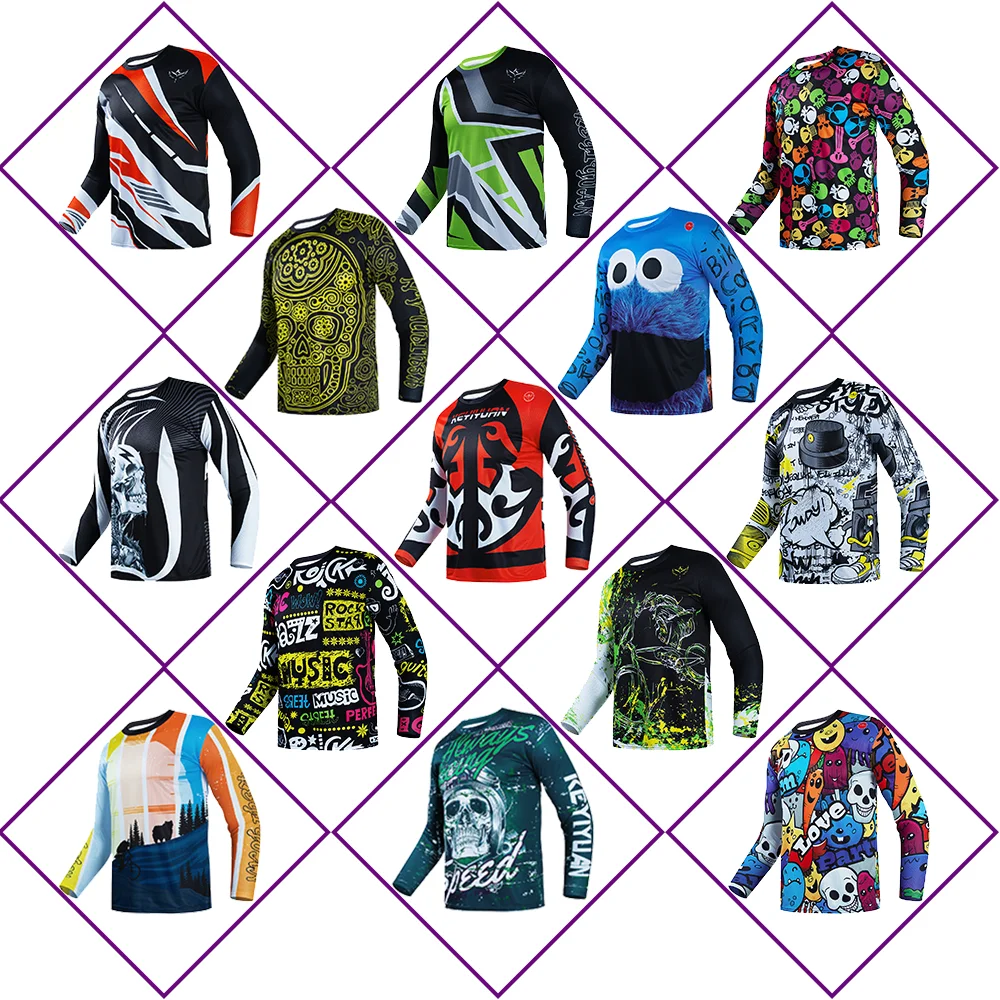 

KEYIYUAN Long Sleeve Mtb Shirt Men Cycling Downhill Jersey Motocross Mountain Bike T-shirt Maillot Vtt Homme Maglia Ciclismo