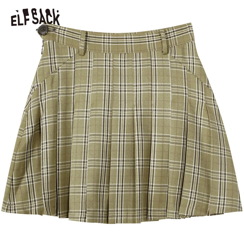 Женские Облегающие юбки ELFSACK повседневные однотонные клетчатые А силуэта в