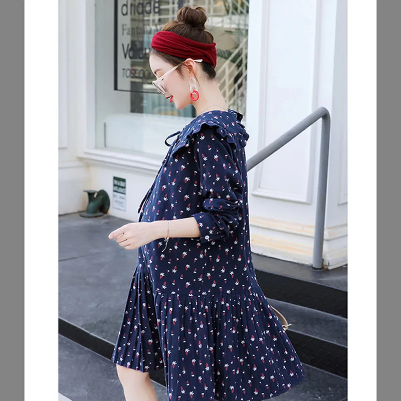 Приталенные платья с принтом для беременных женщин длинными рукавами и