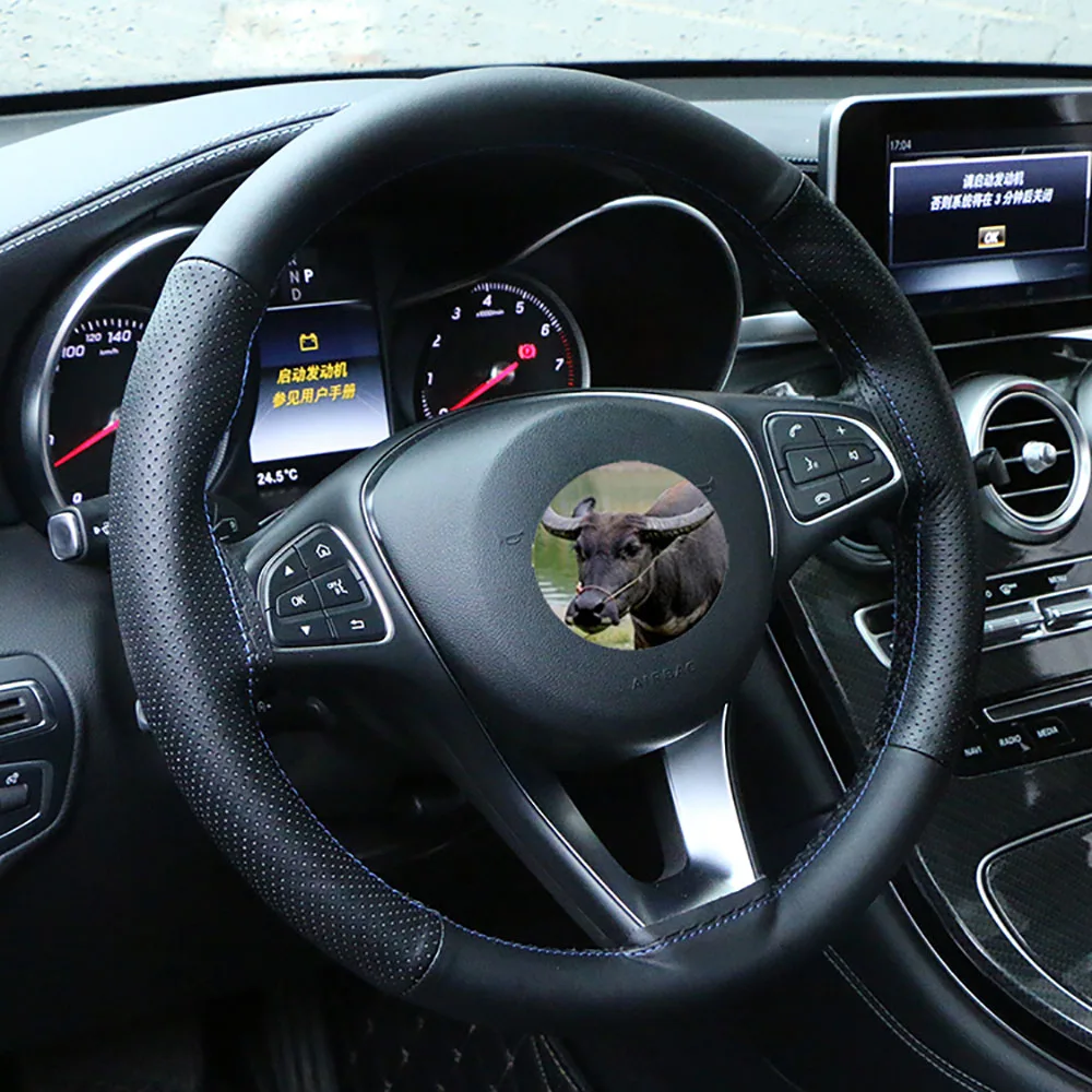 

DIY Car Steering Wheel Cover Universal Soft Genuine Leather Braid For Steering Wheel Auto Accessories Wheel Covers 38cm/15inch