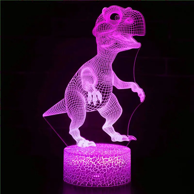 

LED desk lamp anime for dinosaur luminous tyrannosaurus flying dragon raptor stegosaurus 3D night light birthday Christmas gift