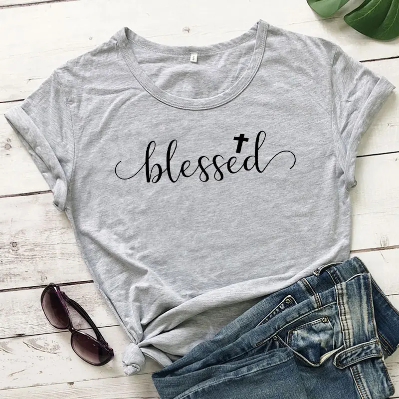 Blessed крест духовного футболка летние шорты рукавом Христолюбивому Христианские