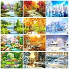 Размер холста, полный квадратный и круглый алмаз, картина, пейзаж, весна, 5D алмазная вышивка, мозаика, вышивка крестом, зимний домашний декор, подарок