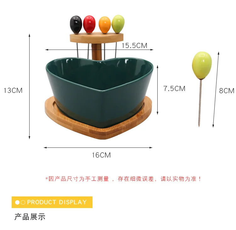 

Nordic Fruit Plate Ceramic Creative Candy Plate Modern Living Room Household Salad Dessert Bowl With Fork Set Fruit Plate