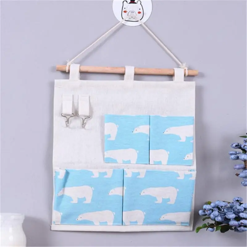 4 кармана хлопок лен на стену подвесные сумки для хранения карман дверь спальня