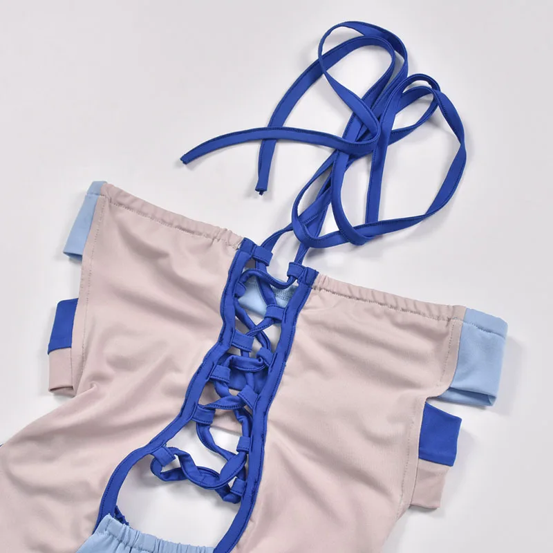 

Beyprern Summer Strapless Laced Women Rompers Jumpsuits Fashion Off Shoulder Slim Bandage Sexy Jumpsuits Active Wear 2021 New