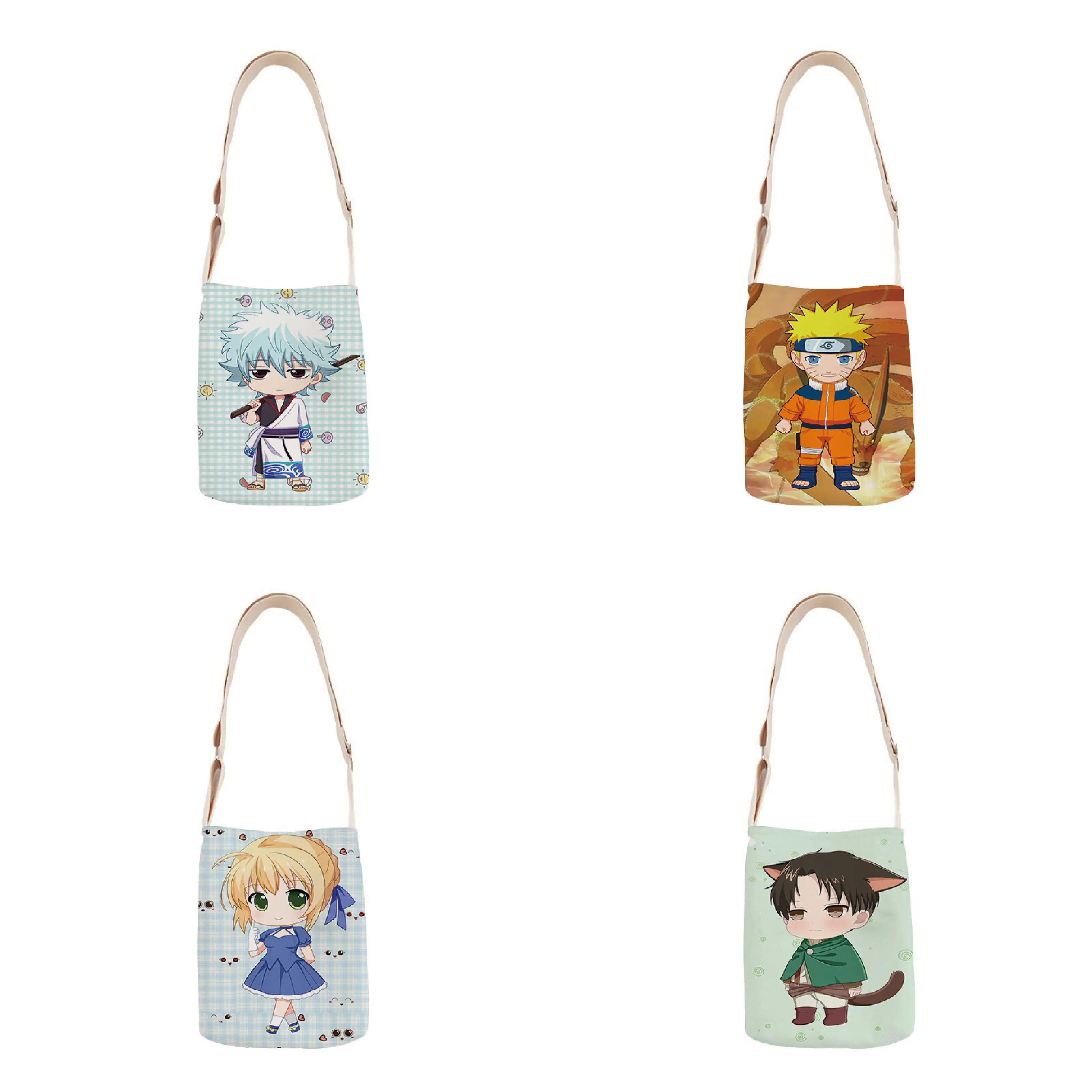 

Cartoon anime ladies shoulder bag cotton and linen handbag mini bag simple mini messenger bag casual messenger bag