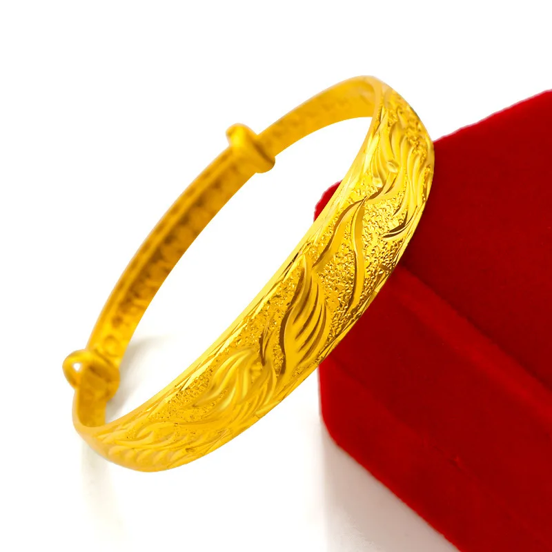 

Exquisite Dragon Phoenix 14K Gold Bracelet for Women's Wedding Gold Jewelry Charms Bridal Bangles Anniversary Gifts Female