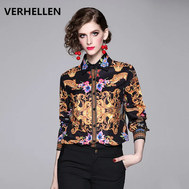 Женская модельная рубашка VERHELLEN винтажная Повседневная Блузка с длинным рукавом