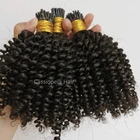 Короткие вьющиеся человеческие волосы кассии Funmi, наращивание волос с кончиком I, 1 глокон, 100 нитей, натуральный цвет, кератин Microlink I Tips, человеческие волосы