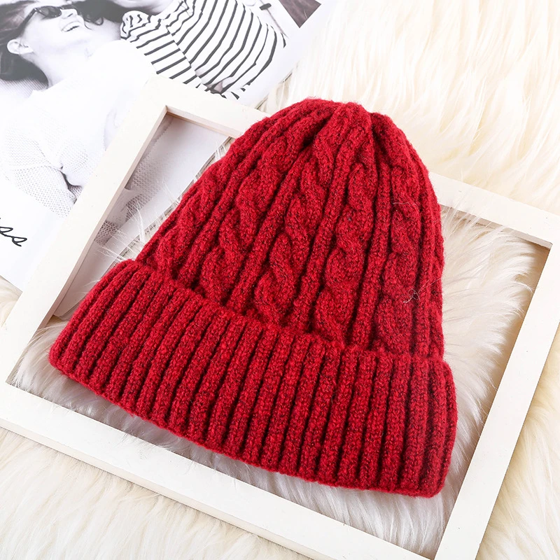 

Women Knitted Winter Hat Female Warm Thickened Beanie Girls Solid Bonnet Women Skullies Beanies Soft Hats