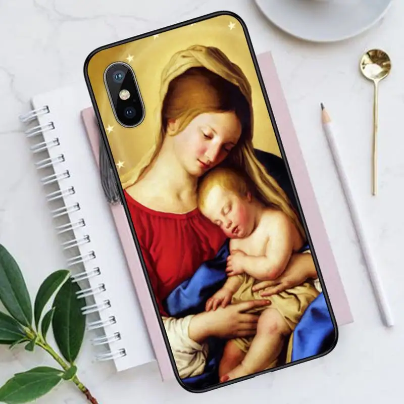 

Virgin Mary retro art pattern Phone Case for iPhone 11 12 pro XS MAX 8 7 6 6S Plus X 5S SE 2020 XR Luxury brand shell