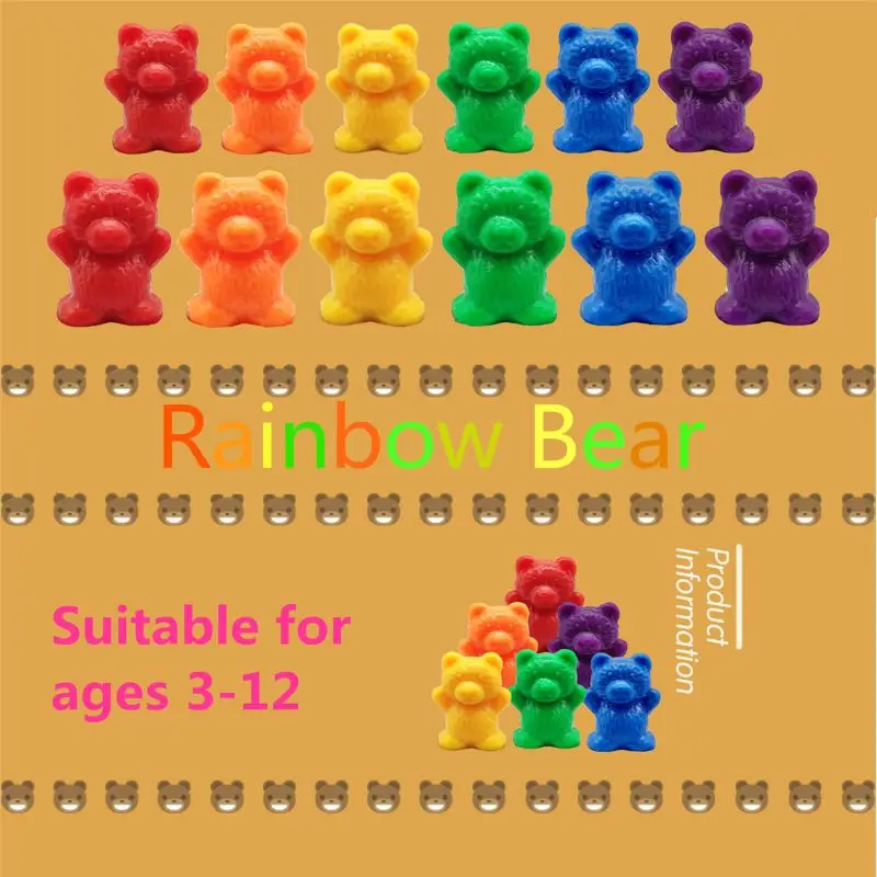 

Perfect Counting Bears With Stacking Cups Set - Montessori Rainbow Matching Game L9CD
