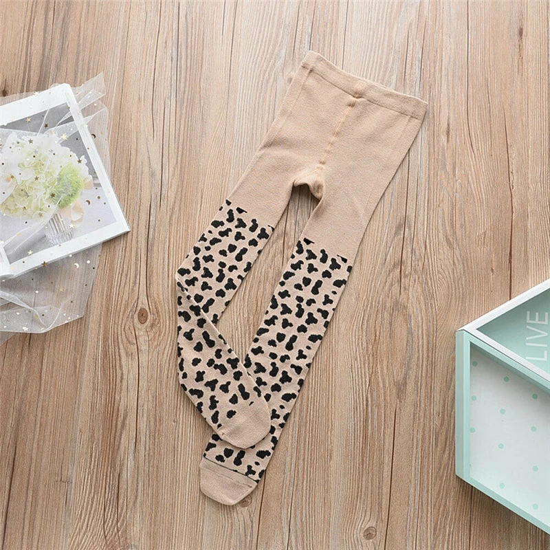 Хлопковые колготки с леопардовым принтом для маленьких девочек теплые леггинсы