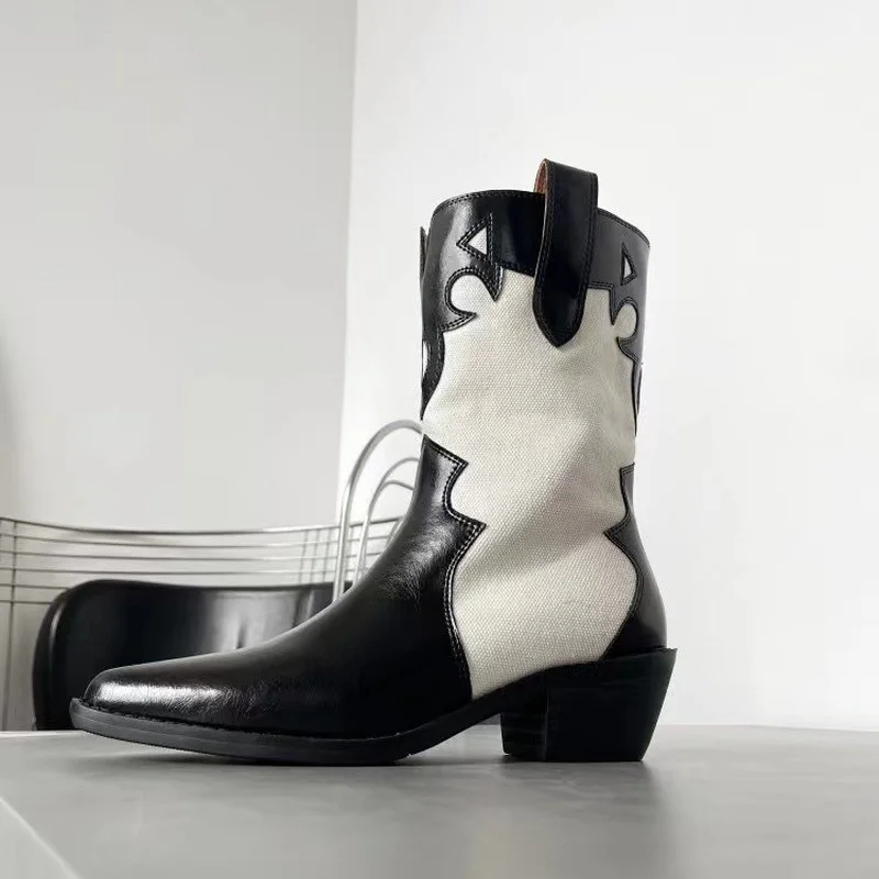 Купи 2021 Autumn Winter Women Ankle Boots High Quality PU Leather Wedge Heels Fashion Pointed Toe Western Cowboy Shoes Woman за 751 рублей в магазине AliExpress