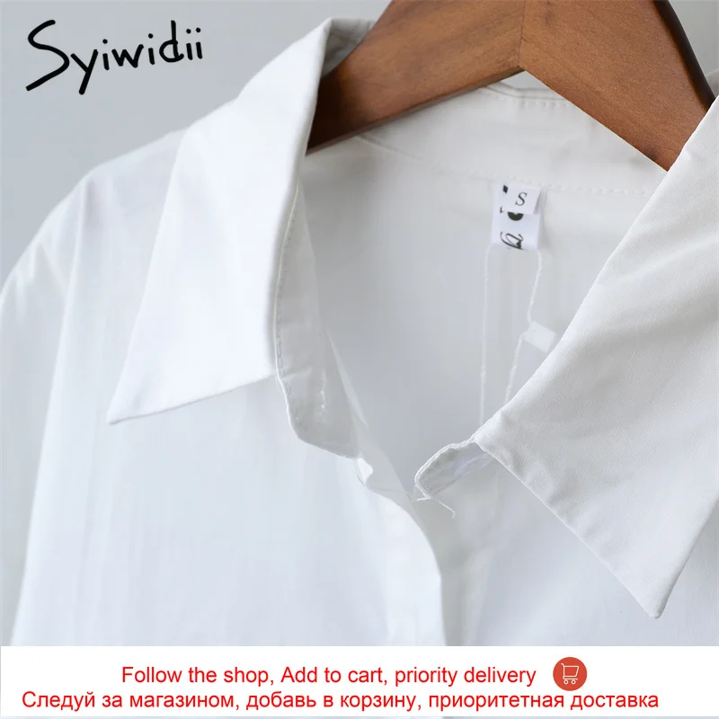 Syiwidii Button Up Shirt Pink Cotton Long Sleeve Blouse Woman Loose Oversize Office Lady Tops Korean Fashion Fall 2021 New | Женская