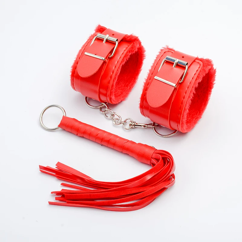 Сексуальные регулируемые наручники из искусственной кожи плюшевые манжеты для