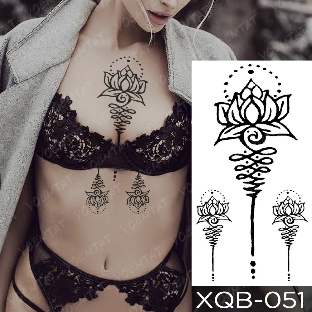 

Waterproof Temporary Tattoo Sticker Moon Totem India Flash Tattoos Plum Dragon Mandala Body Art Arm Fake Tatoo Women Men