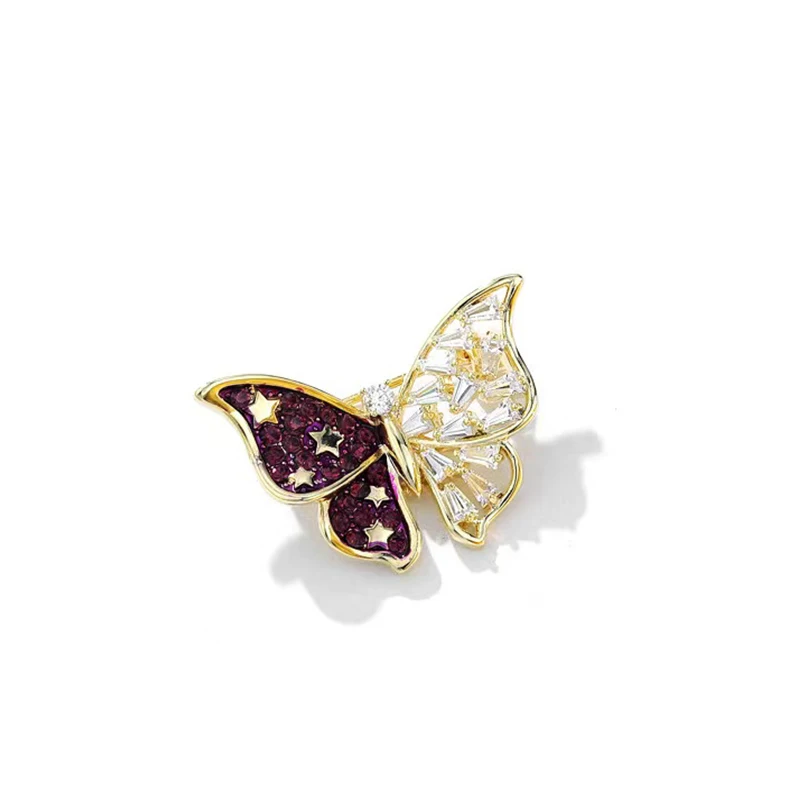 

Wuli&baby Spring Cubic Zirconia Butterfly Collar Brooch Pins For Women Suits Shirt Jewelry Gifts