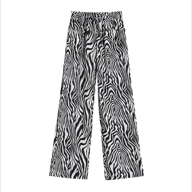 

Women Pop Classic Leopard Zebra Pattern Jeans Female Vogue Tight-Fitting Zipper Nine Points Trousers