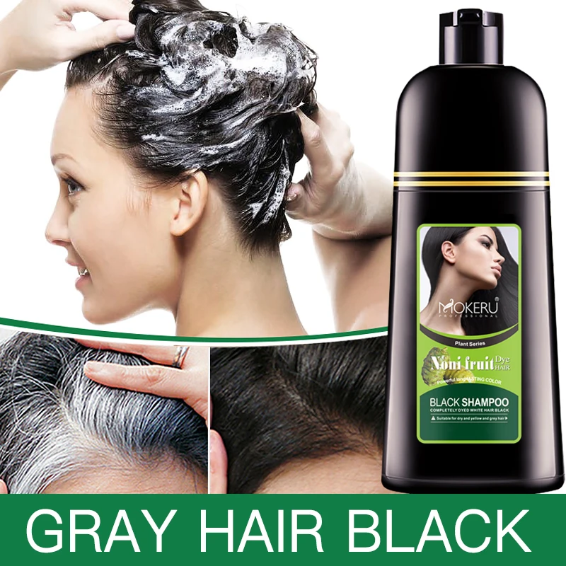 

Mokeru Organic Natural Fast Hair Dye Only 5 Minutes Noni Plant Essence Black Hair Color Dye Shampoo For Cover Gray White Hair