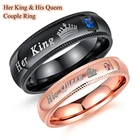 Парные кольца-ее король и его королева, очаровательное кольцо с буквами из циркония для женщин и мужчин, эксклюзивное обручальное кольцо для пары, подарок для влюбленных