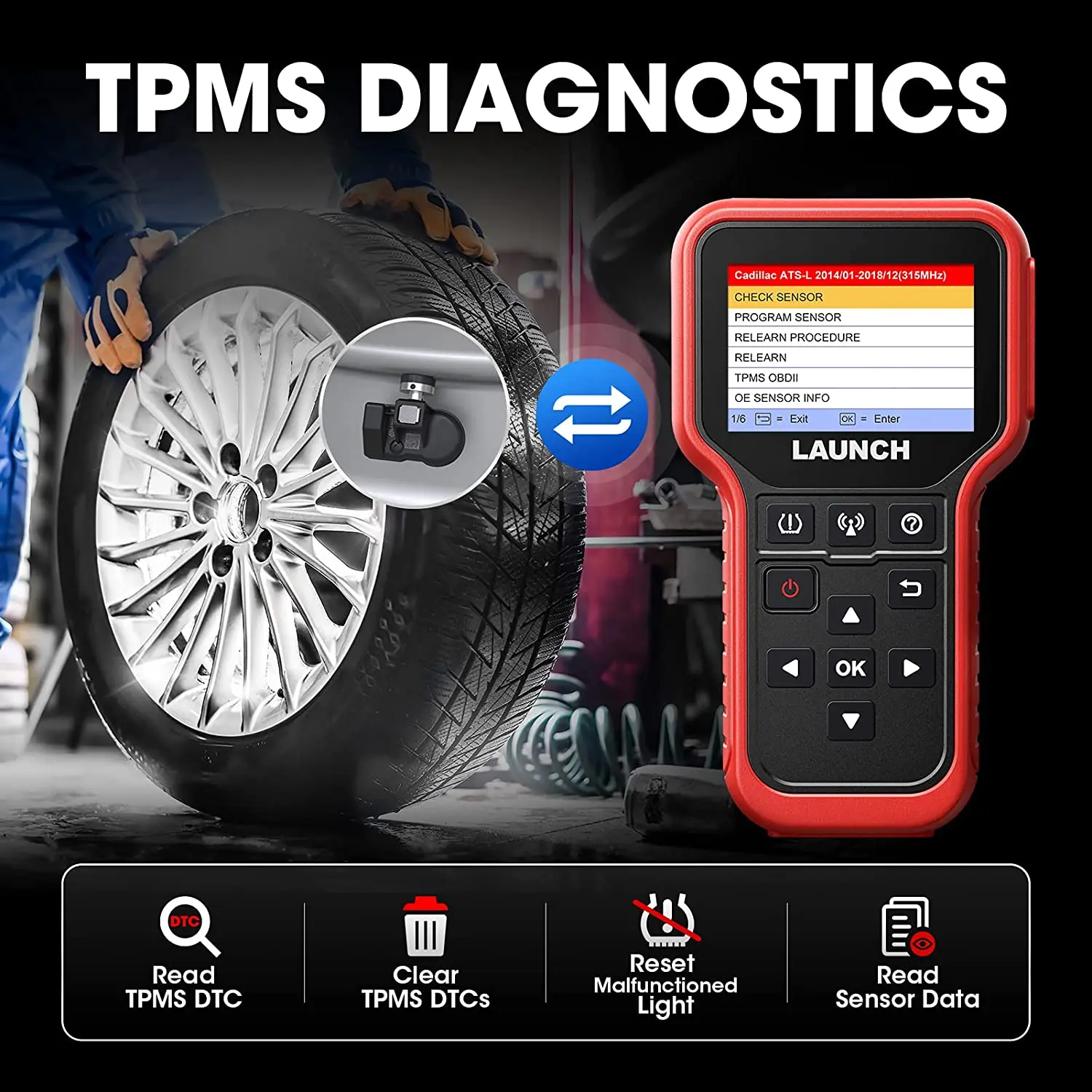 LAUNCH CRT5011X диагностический инструмент TPMS сенсор Программист OBD 315 433 МГц датчик