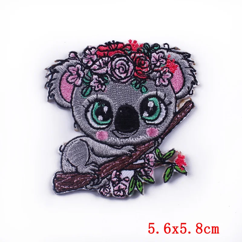 Prajna Cartoon Unicorn Koala Patch Stripe Embroidered Patches for Kid Clothes Owls Stickers Badges Cute Parches Iron on | Дом и сад