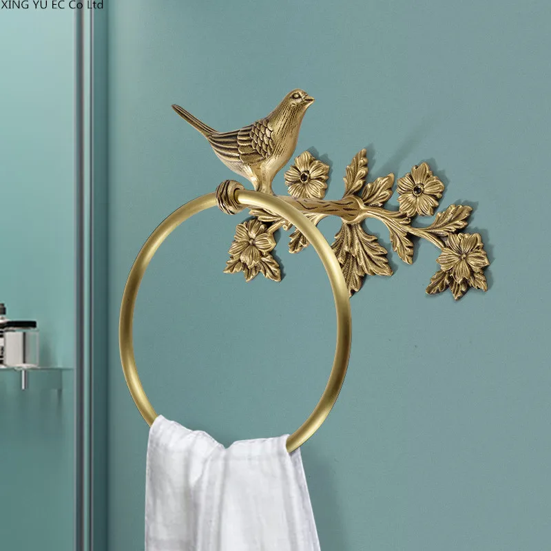 

American Golden Copper Bird Wall Hanging Bathroom Decoration Accessories Towel Bathrobe Hook Retro Craft Rack Household Items