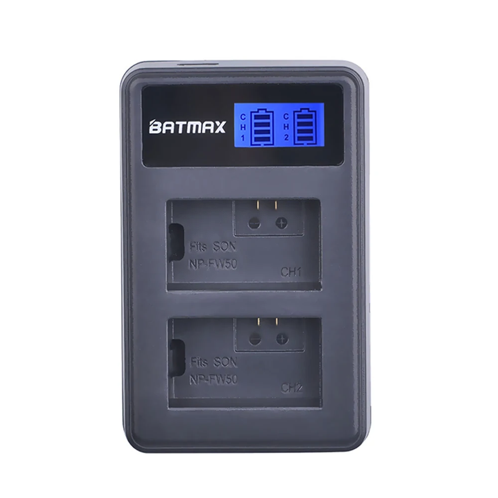 Batmax 2 шт. NP-FW50 NP FW50 npfw50 батарея Акку+ ЖК дисплей Dual USB зарядное устройство для sony Alpha a6500 a6400 a6300 a6000 a5000 a3000 NEX-3 a7R