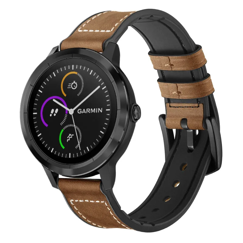 Быстро заменяемый кожаный силиконовый браслет для Garmin vivoactive 3 music Venu Forerunner 245 645