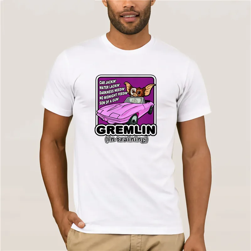 

Men Printed T-shirt crew neck short sleeve casual trend Gremlin Fashion T Shirt 100% Cotton