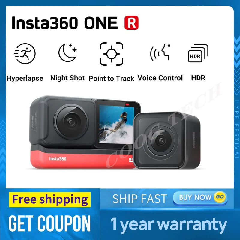 Экшн камера Insta360 One R VR 360 4K Edition стандартная панорамная для iPhone x xs Android 5 7 K видео 18