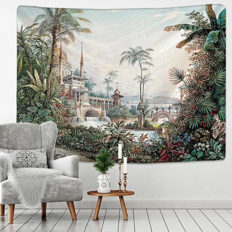 Фон для фотографирования с изображением тропических листьев и цветов - купить по