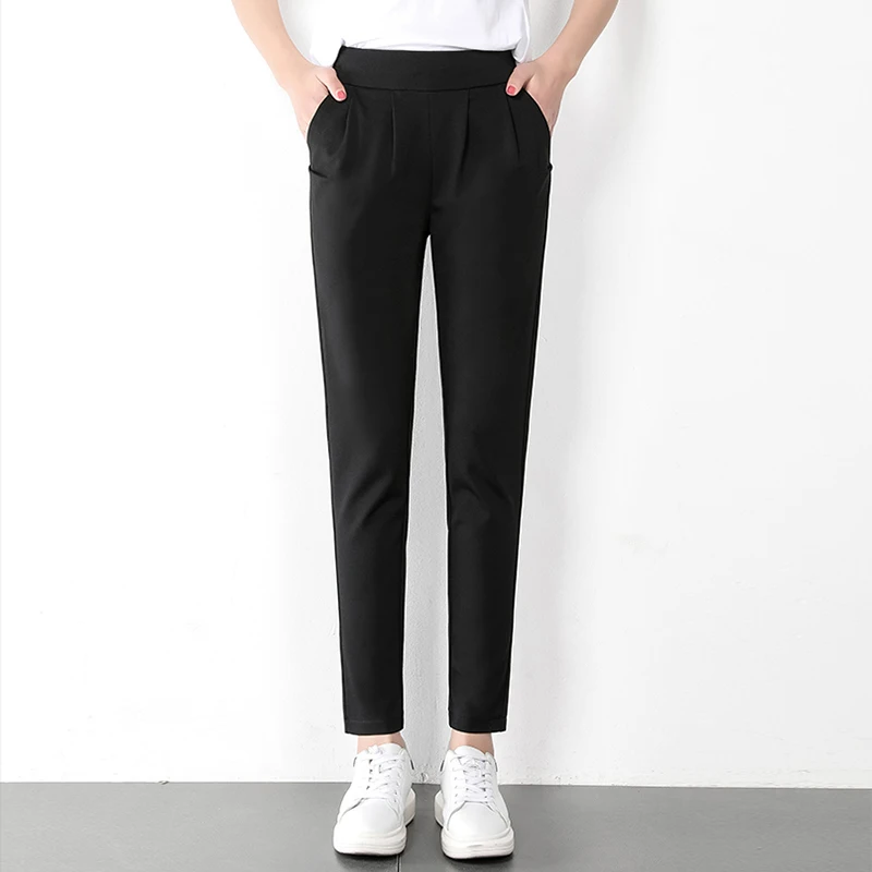 

Solid Color Trendy Lady Spring and Autumn Straight Regular Casual Sreetwear Formal Black Suit Pants Women Thin Trousers