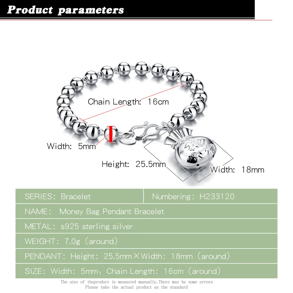 Браслет из стерлингового серебра S925 пробы милый браслет женский тренд модные
