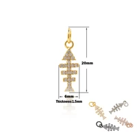 fishbone pendant brass zircon earrings jewelry accessories diy bracelet necklace making supplies