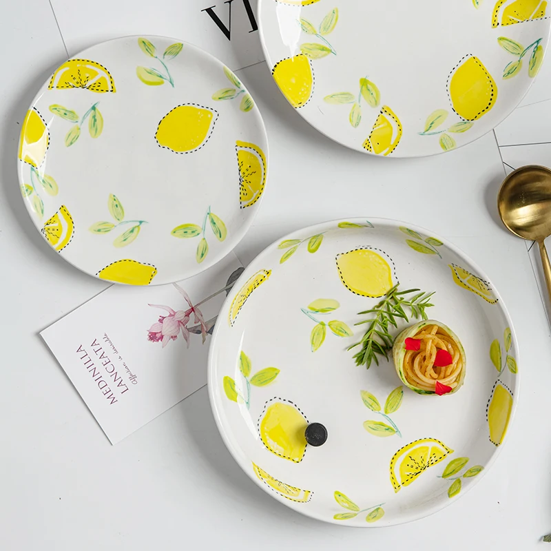 Японская свежая посуда вишневая керамическая тарелка креативный домашний декор