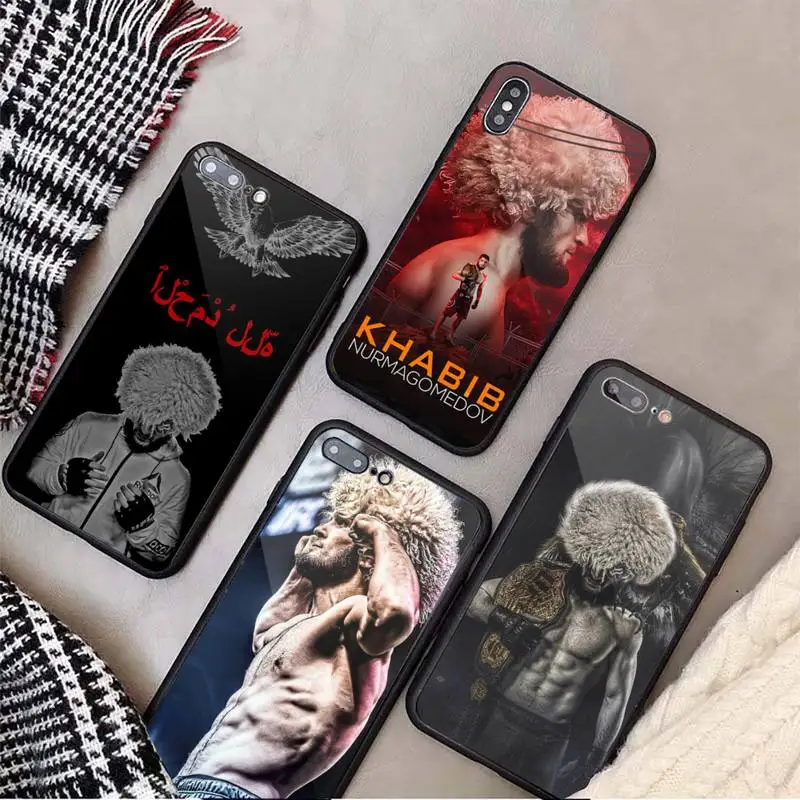 KHabib Nurmagomedov чехол для телефона из закаленного стекла iphone 6 7 8 plus X XS XR 11 12 13 PRO MAX mini |
