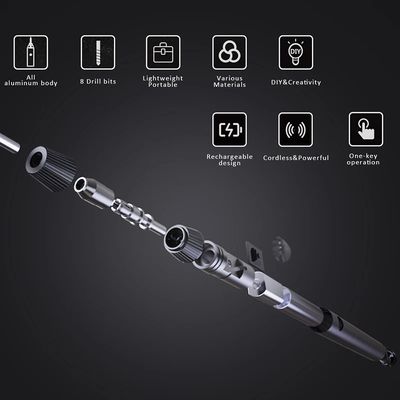 Портативная электрическая мини-дрель Wowstick комплект сделай сам с 8 насадками