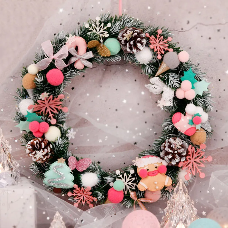 Новогодняя тема настенная подвеска 33 см кукла из фетра Настенный комплект