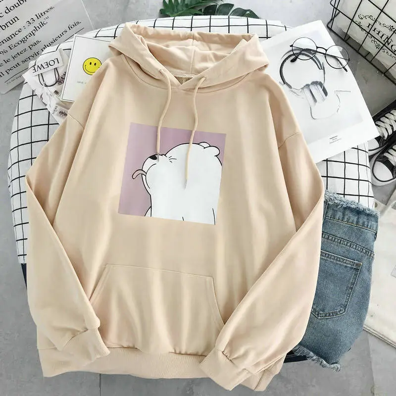 Hoodies Oversized Print Kangaroo Pocket Sweatshirts Hooded Harajuku Spring Student Vintage Korean Pullovers Women Sweetshirts