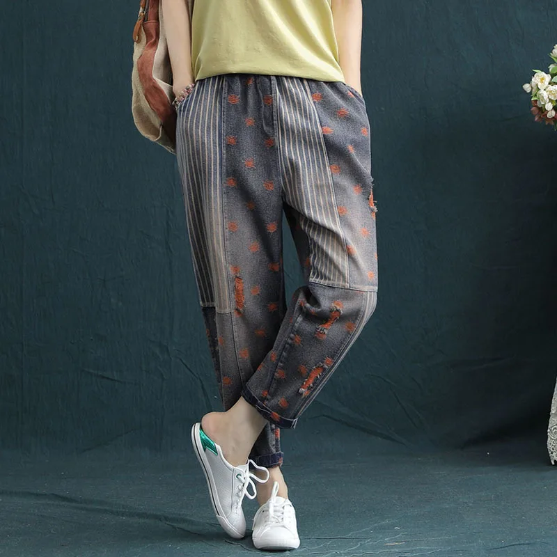 Джинсы для женщин в стиле бойфренд 2020 рваные шаровары Капри брюки винтажные