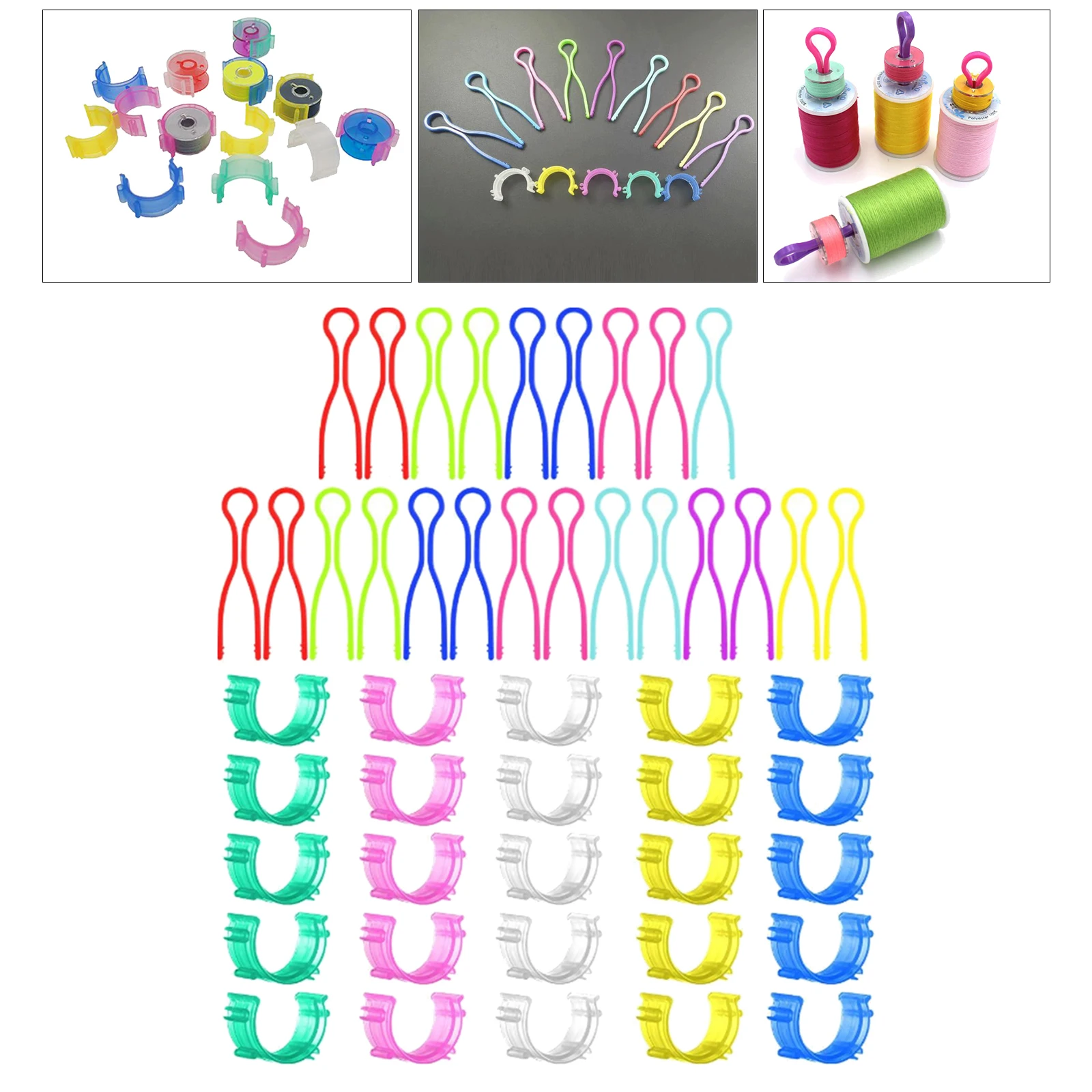 

50Pcs Sewing Bobbin Clamp Clips Thread Spool Huggers Holder Tools for Embroidery