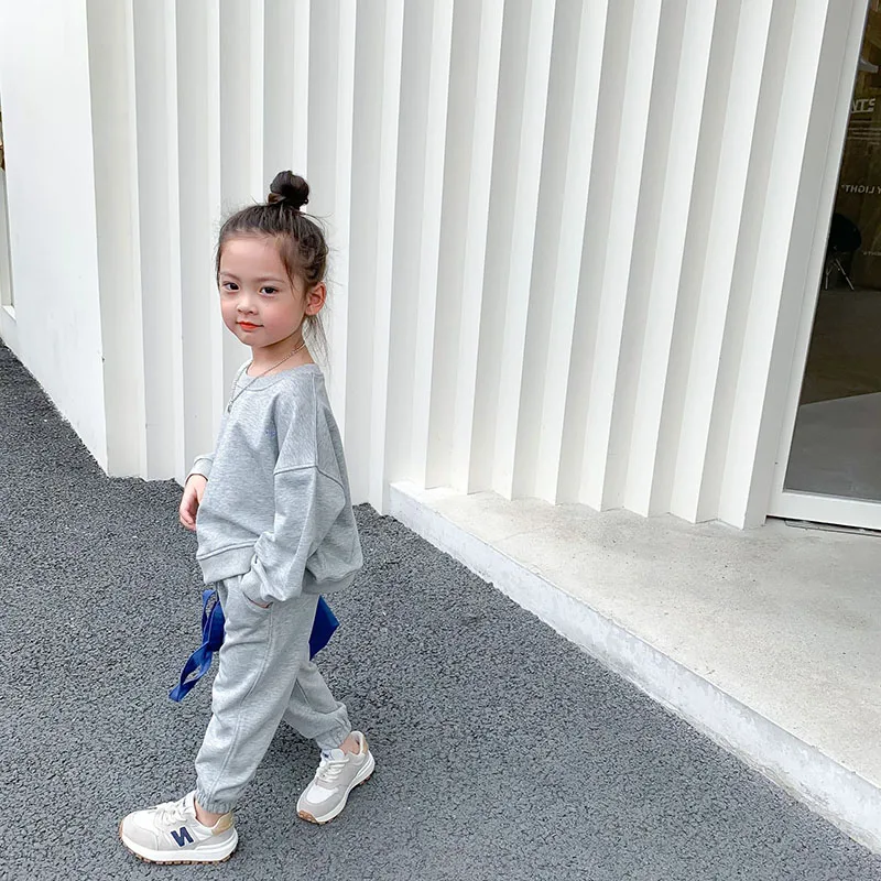 

2021 autumn new children's wear girls' casual round neck hoodies + pants 2-piece children's suit 2-209